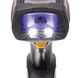 PowerScan 9600 DPX, Cordless Model, Front Facing with Blue Lights and Display